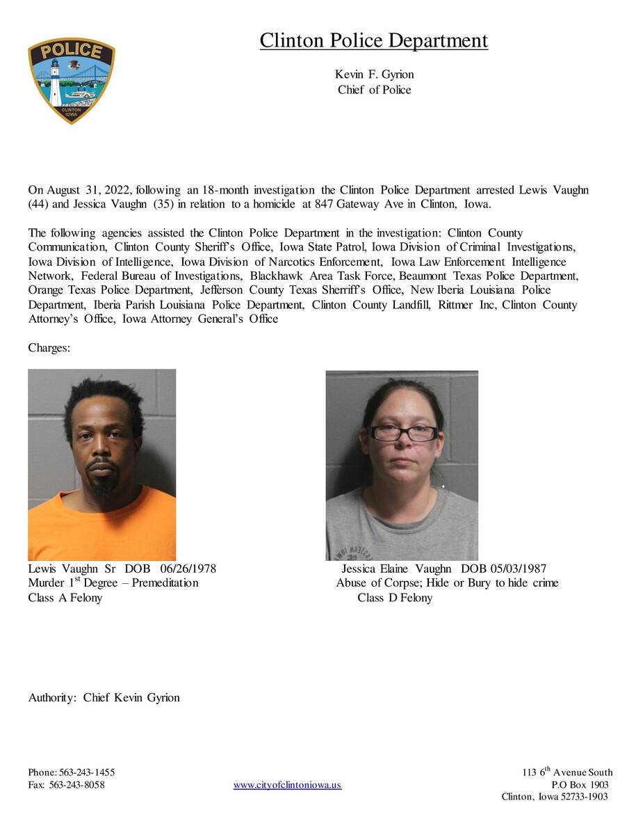 18 Month Investigation Leads To Arrests In Clinton Homicide Iowa